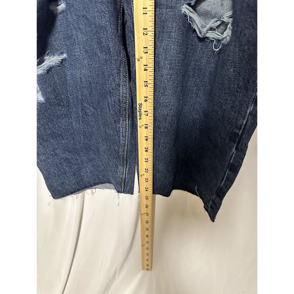 Old Navy High Rise Slouchy Straight Ripped Cut Off Jeans 26 High Rise Button Fly - Picture 12 of 15